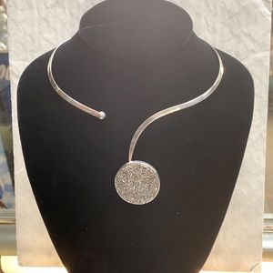 Sterling Silver and Silver Quartz Druzy Necklace